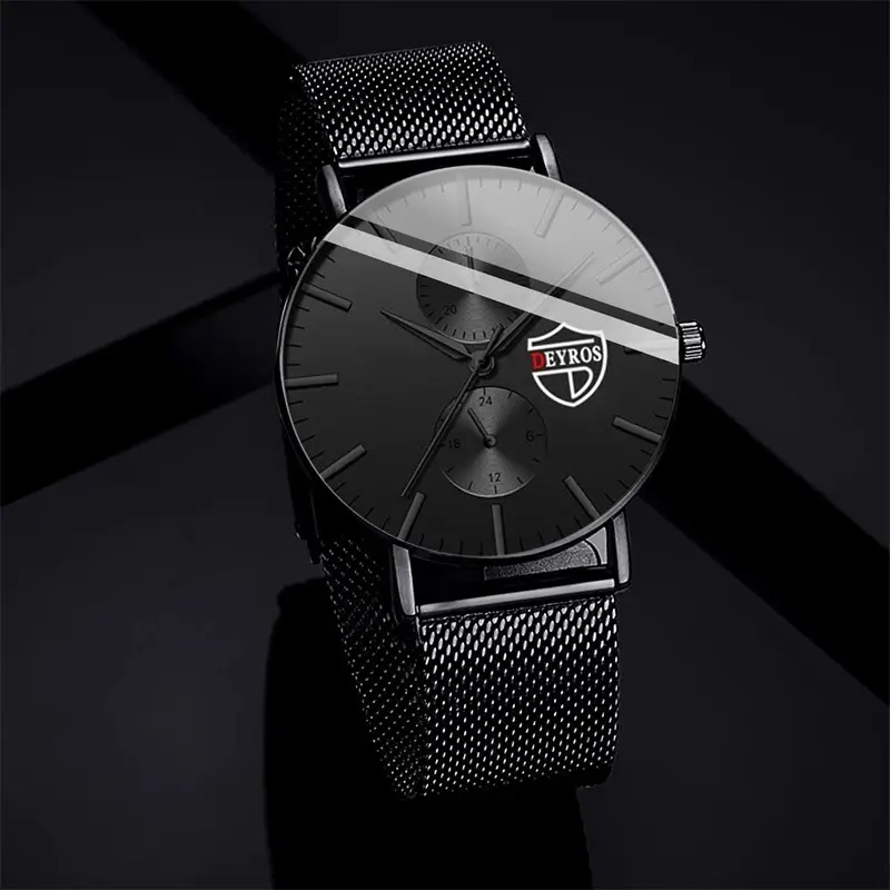 Mens Fashion Ultra Thin Watches Men Business Casual Quartz Wrist Watch Luxury Black Stainless Steel Mesh Belt Watch Reloj Hombre