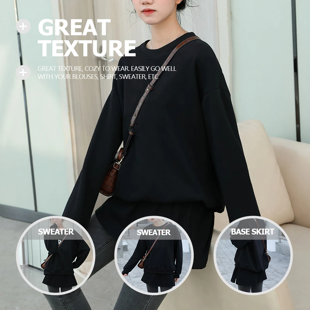 

Women's Fake Hem Skirt Layering Half Length Black Chiffon Under Shirt Daily Wear Street Style Cozy Lightweight Blouse
