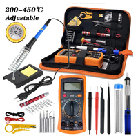 19PCS Electric Soldering Iron Kit With Multimeter 220V Degree Adjustable Mini Welding Gun For Electronic DIY Kits