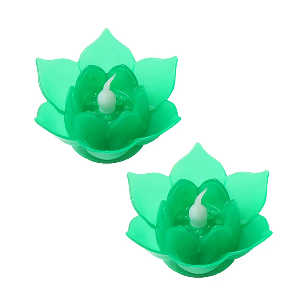 2 Pcs Lamp Flameless Light Artificial Water Flowers with Lights Lotus Lantern