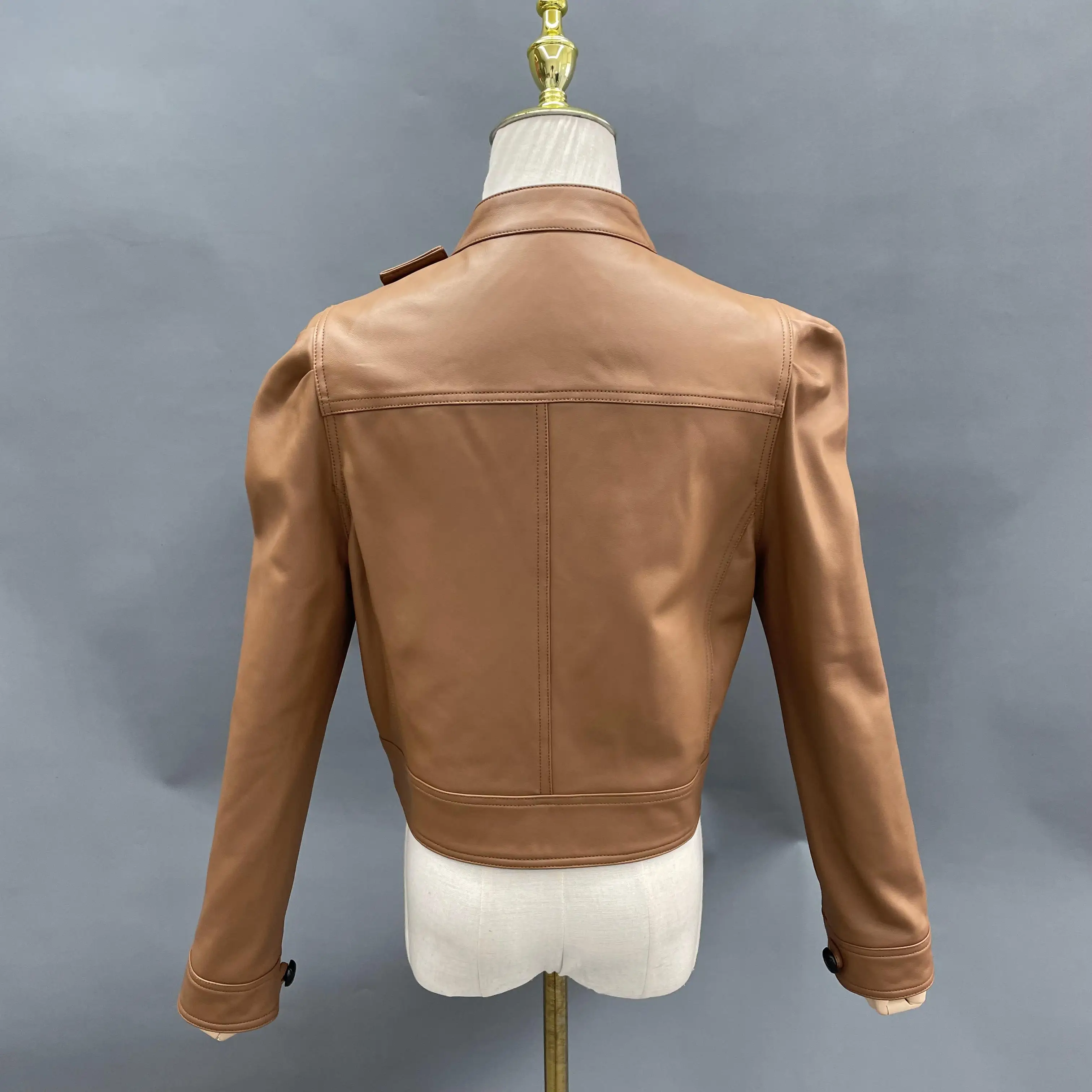 Janfur Women Genuine Leather Jacket Bomber Jacket High Quality Leather Coat