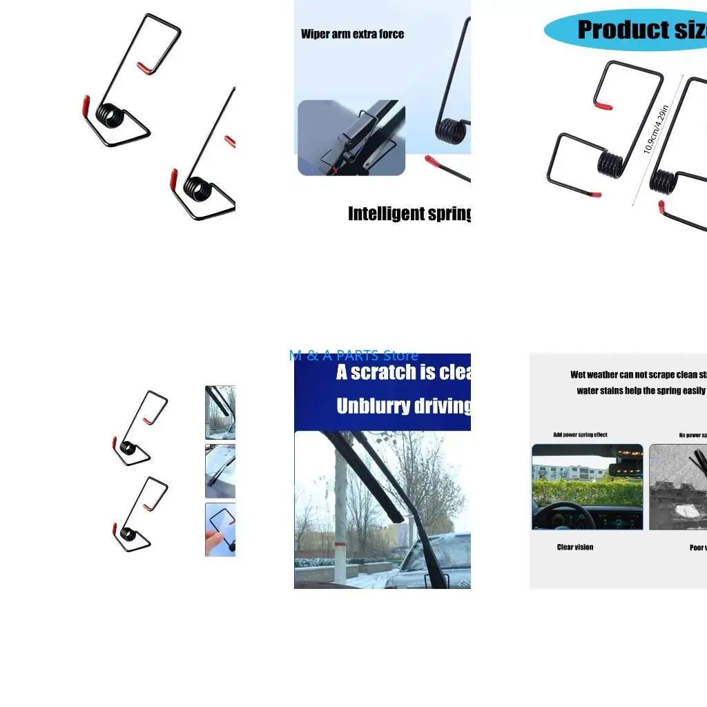 U1JF 2Pcs Windshield Wiper Spring Universally Wiper Fastener Reduce Noise Vibration AnitiSratch Wiper Gripper