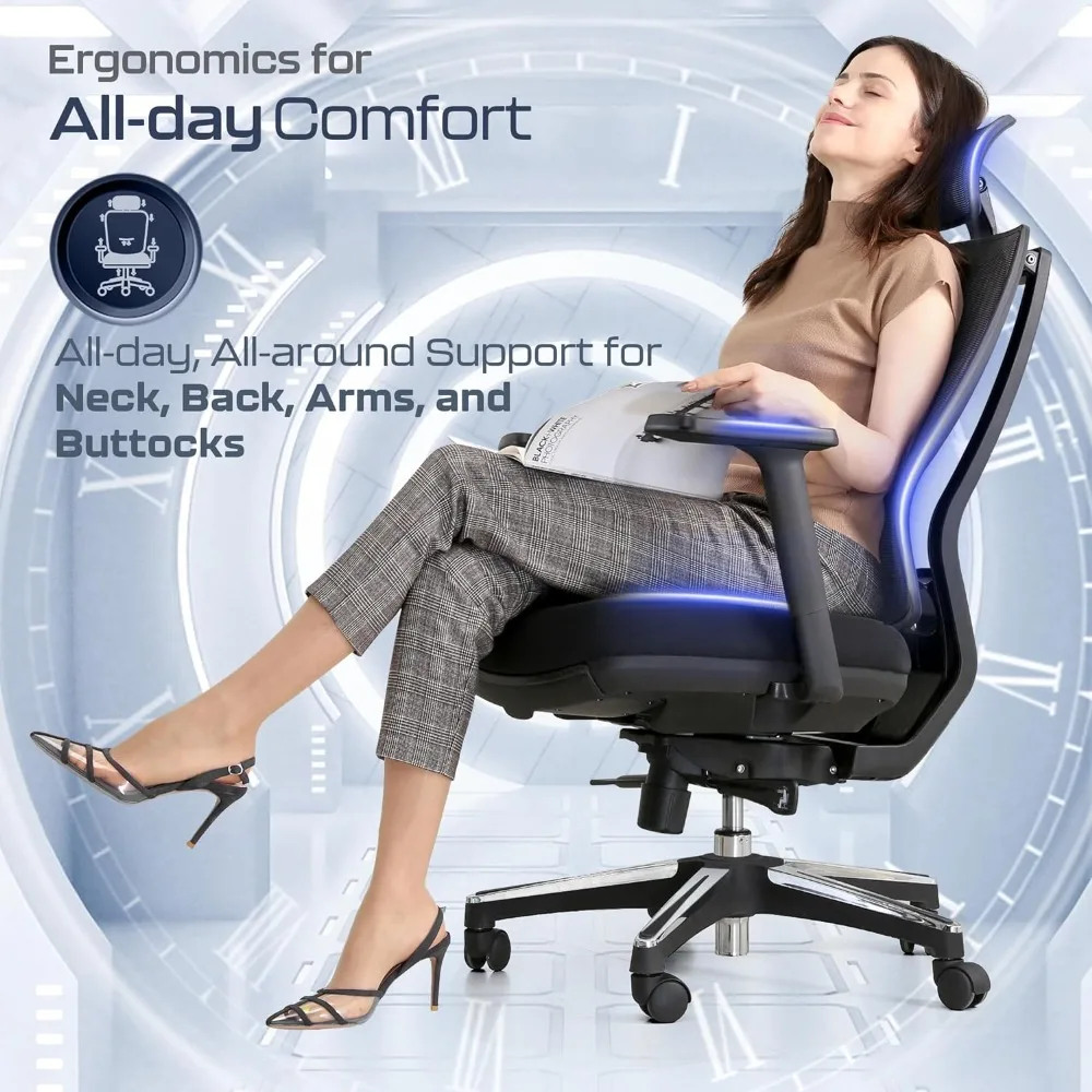 

Ergonomic Office Chair for Back Pain Relief and Long Sitting, 400LB Capacity, Big & Tall Home Desk Chair with 17.8in Max Seat