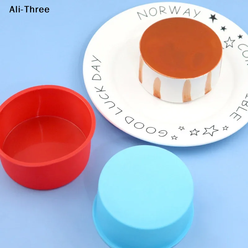 1Pcs 4 Inch Silicone Mini Cake Molds Round Baking Pan DIY Non-Stick Silicone Baking Mold Bakeware Pan Reusable Cake Pans