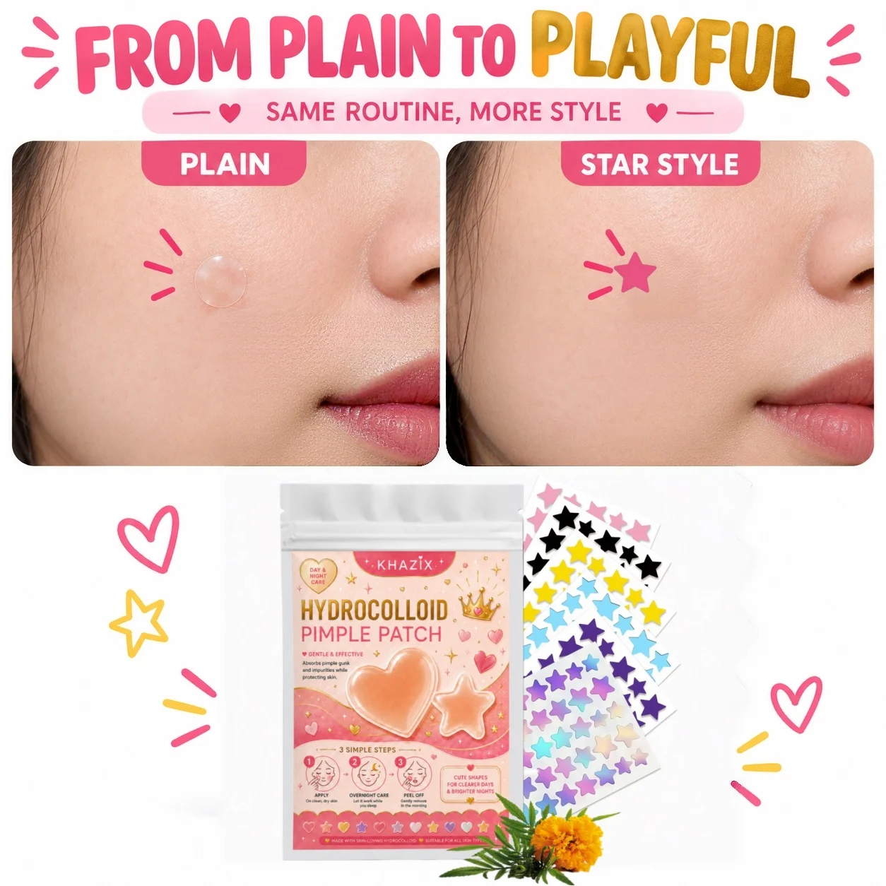 280 sheets of acne patches - gentle and non-irritating, used to cover blemishes - star-shaped multi-color patches, water-resista