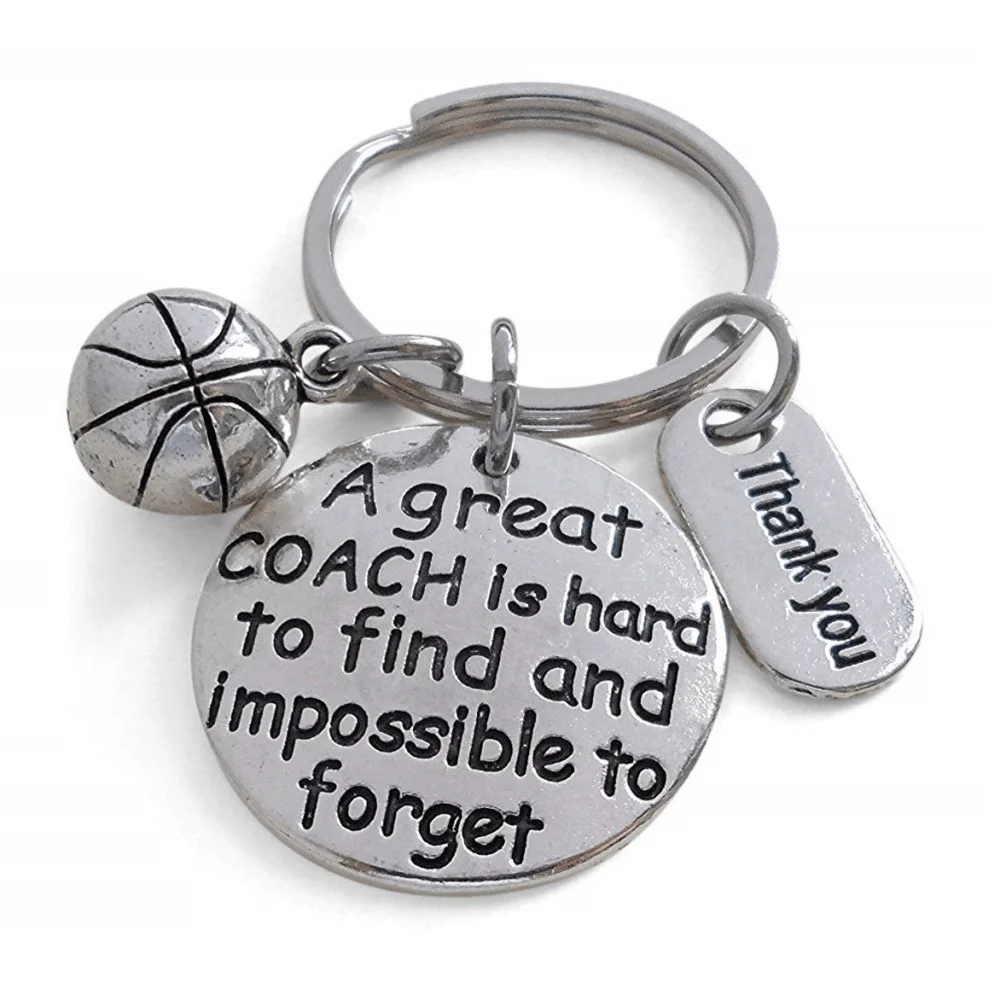 1Pc Creative Thanksgiving Keyring Jewelry Thank You Teacher Coach Basketball Football Volleyball Baseball Glove Charm Keychain