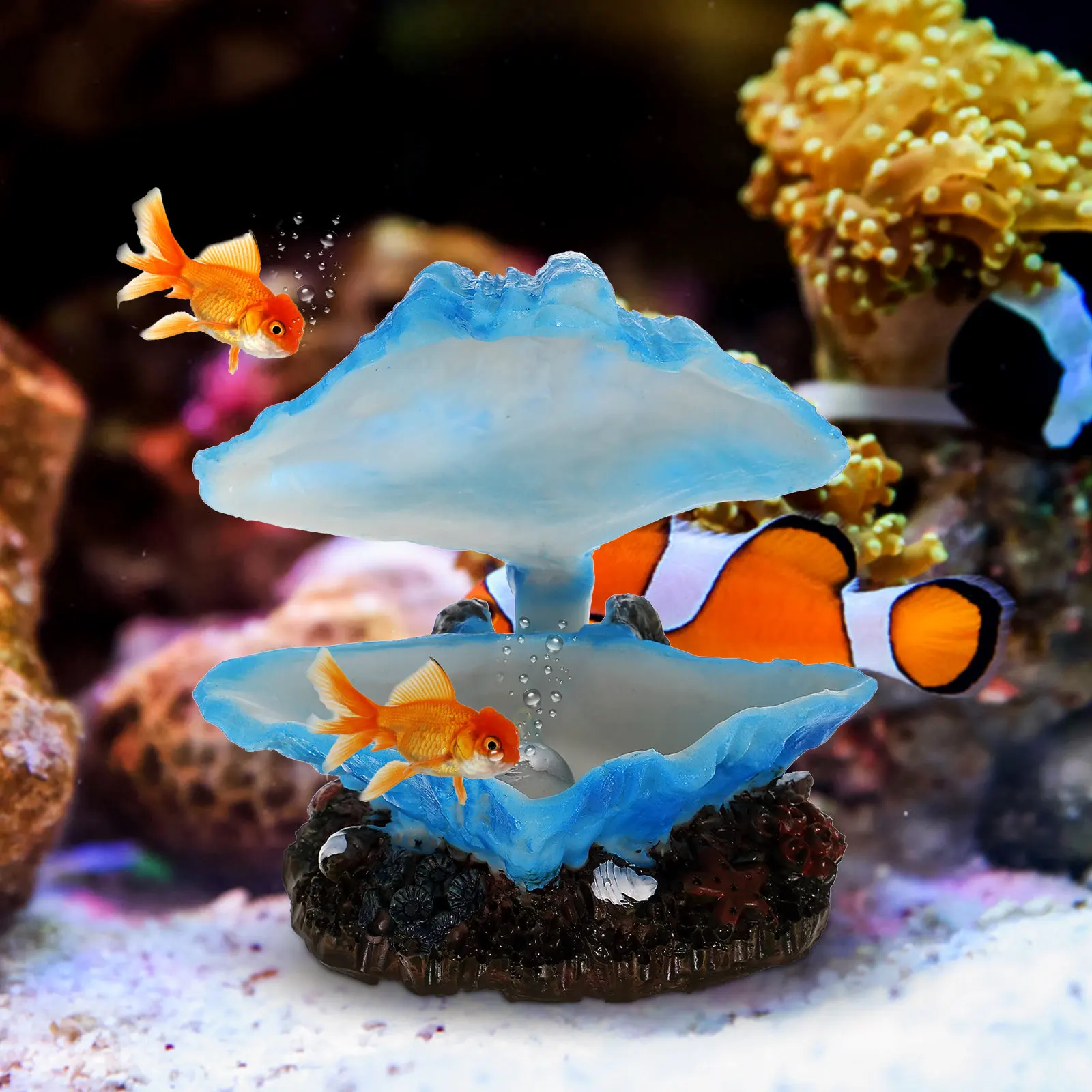 Bubble Maker Resin Shell Aquarium Decor for Fish Tank Landscaping and Oxygenation – Compact Design
