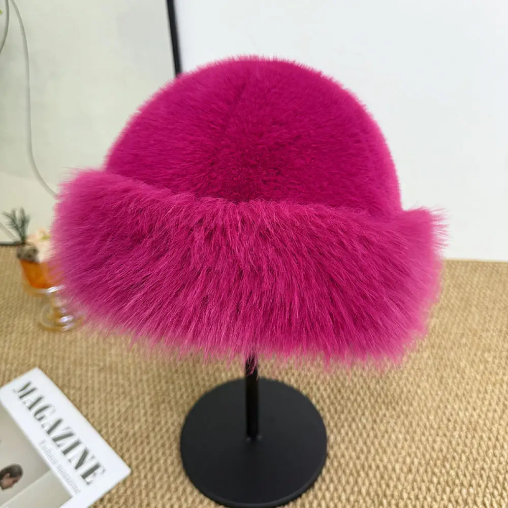 Womens Winter Warm Plush Hat Faux Thickened Cap Mongolian Style Soft Comfortable Windproof Casual Headgear