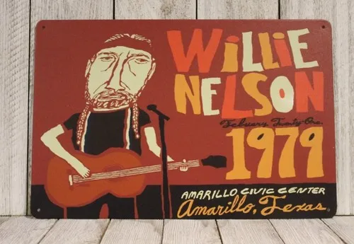 Willie Nelson Tin Metal Poster Sign Live in Concert Vintage Style 1979 Tour
