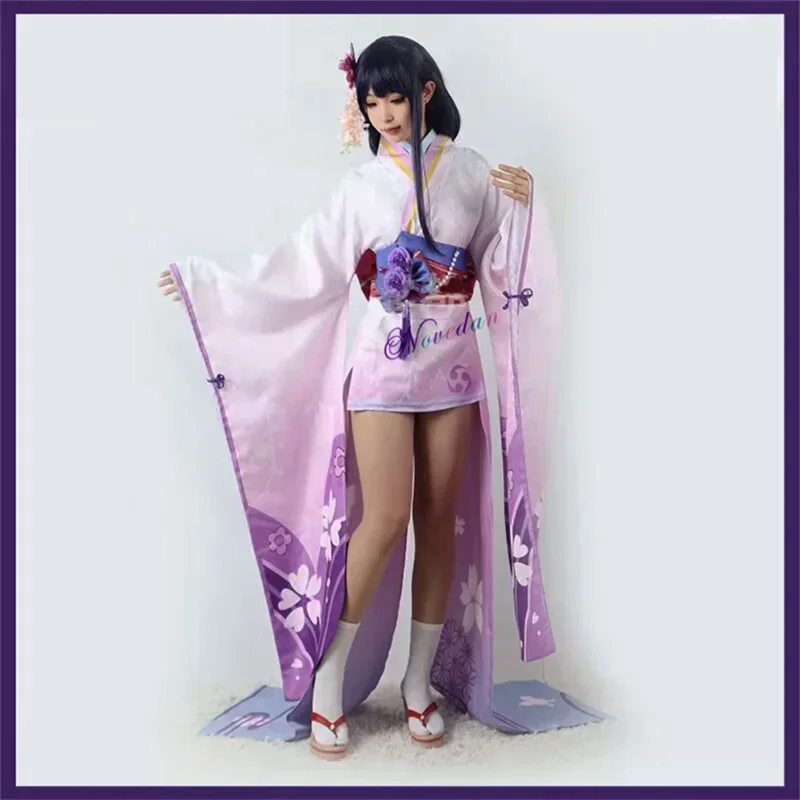 Coslan Genshin Impact Shogun Raiden Ei Makoto Beelzebul Baal Cosplay zapato peluca Kimono vestido de sirvienta mujer disfraz de Halloween