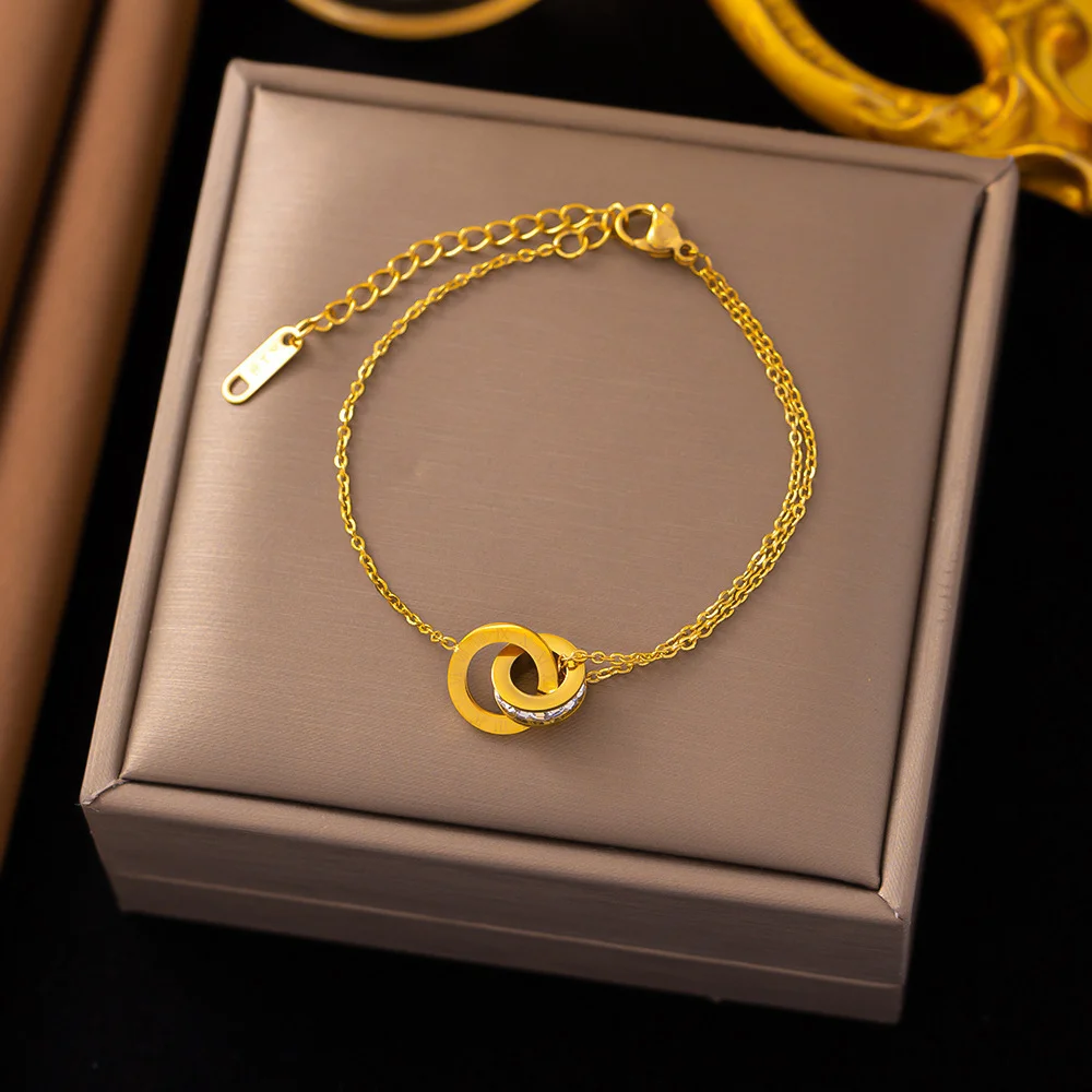 Luxuriöses Vergoldetes Edelstahl-Armband mit Funkelnden Zirkonen für Damen und Mädchen, Römisches Zifferndesign, Modischer Charm-Schmuck, Party-Geschenk – Detail 10