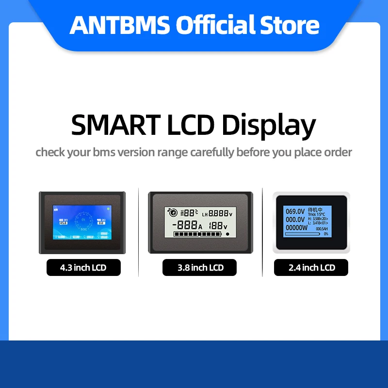 2.4 3.8 4.3 inch LCD Display Screen Battery Protection Board Voltage Capacity Meter for ANT BMS