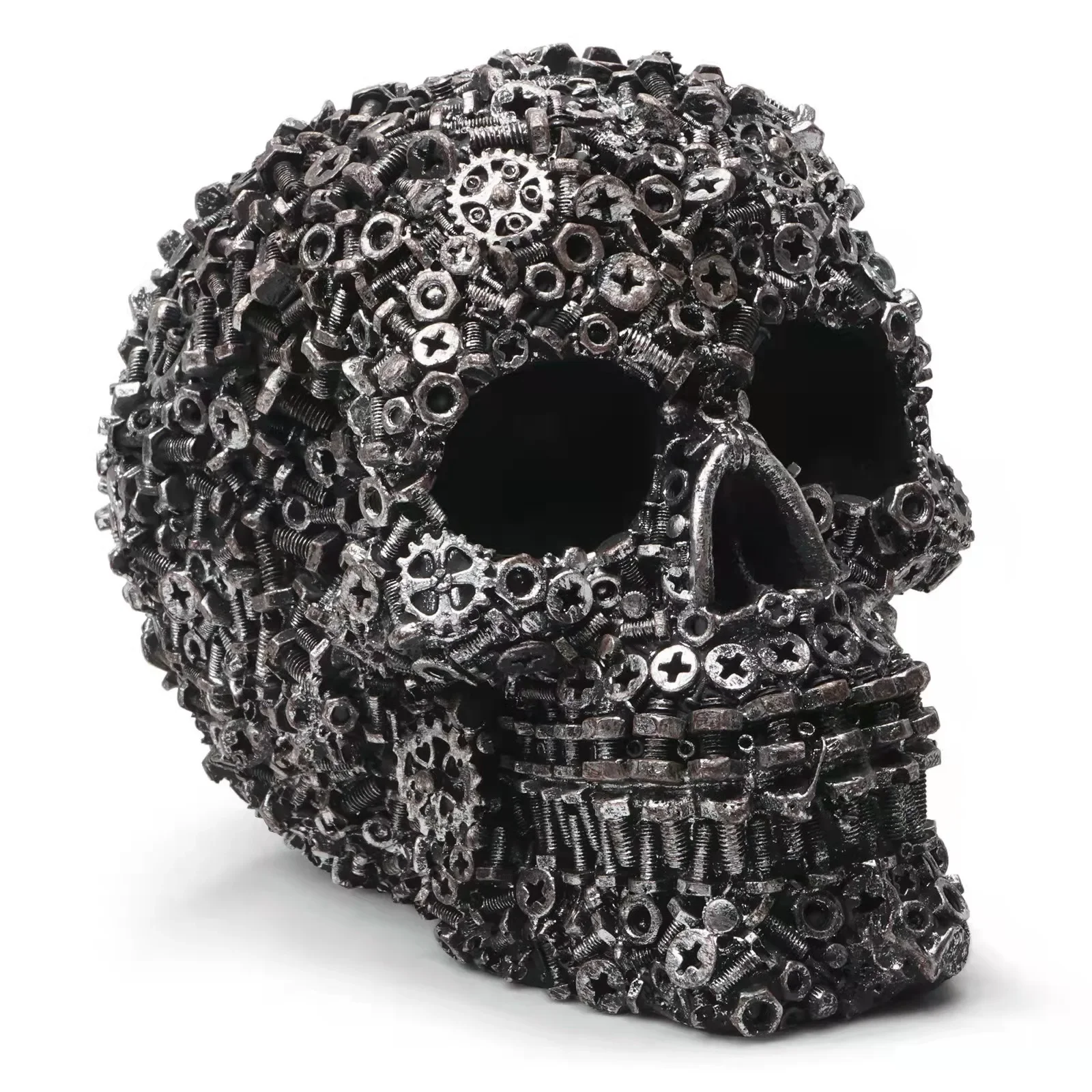 Harz Schraube Zahnrad mechanischen Stil Schädel dekorative Handwerk Ornament Wohnkultur Statue Halloween Dekoration Skulptur Schädel Statue