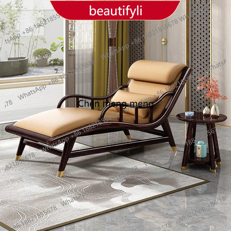 

01A New Chinese-style solid wood recliner, concubine collapse balcony, living room leisure chair Arhat bed recliner