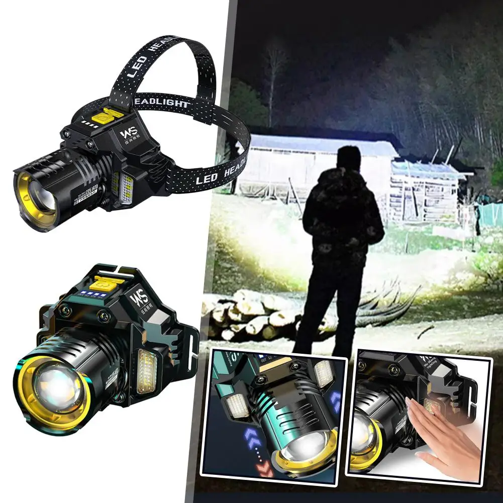 

COB Motion Sensor Headlamp USB Rechargeable 800Lumens Super Bright Night Fishing Emergency Outdoor Zoom Lighting Hands Free Tool