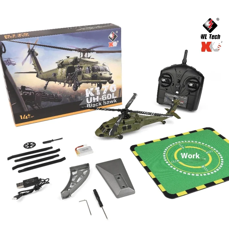 Helikopter zdalnie sterowany Weili K170 Black Hawk, czterokierunkowy, bezszczotkowy, model samolotu o stałej wysokości, model symulacyjny Uh60l, zabawka.