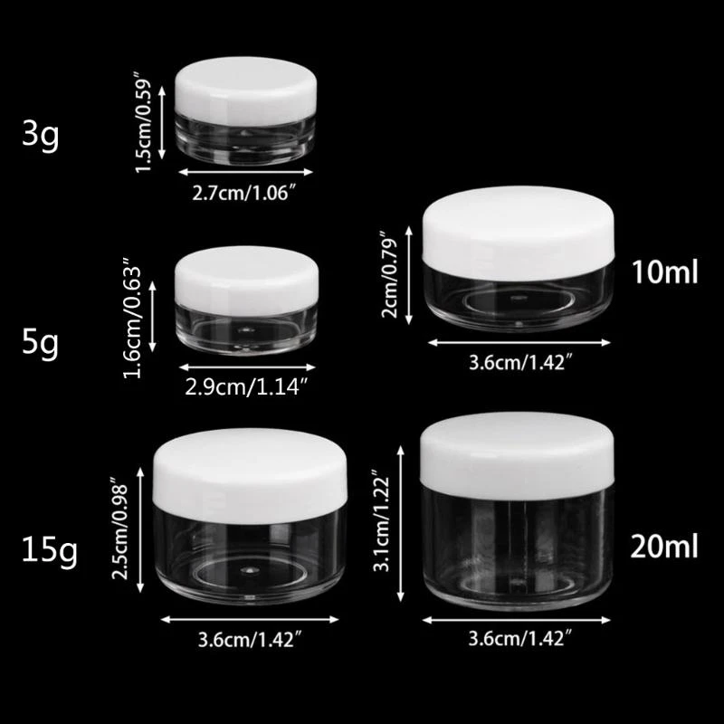 R1WA Mini Sample Bottle Round Bottom Empty Cosmetic Dispenser for Airplane Make Up Lip Balms Eye