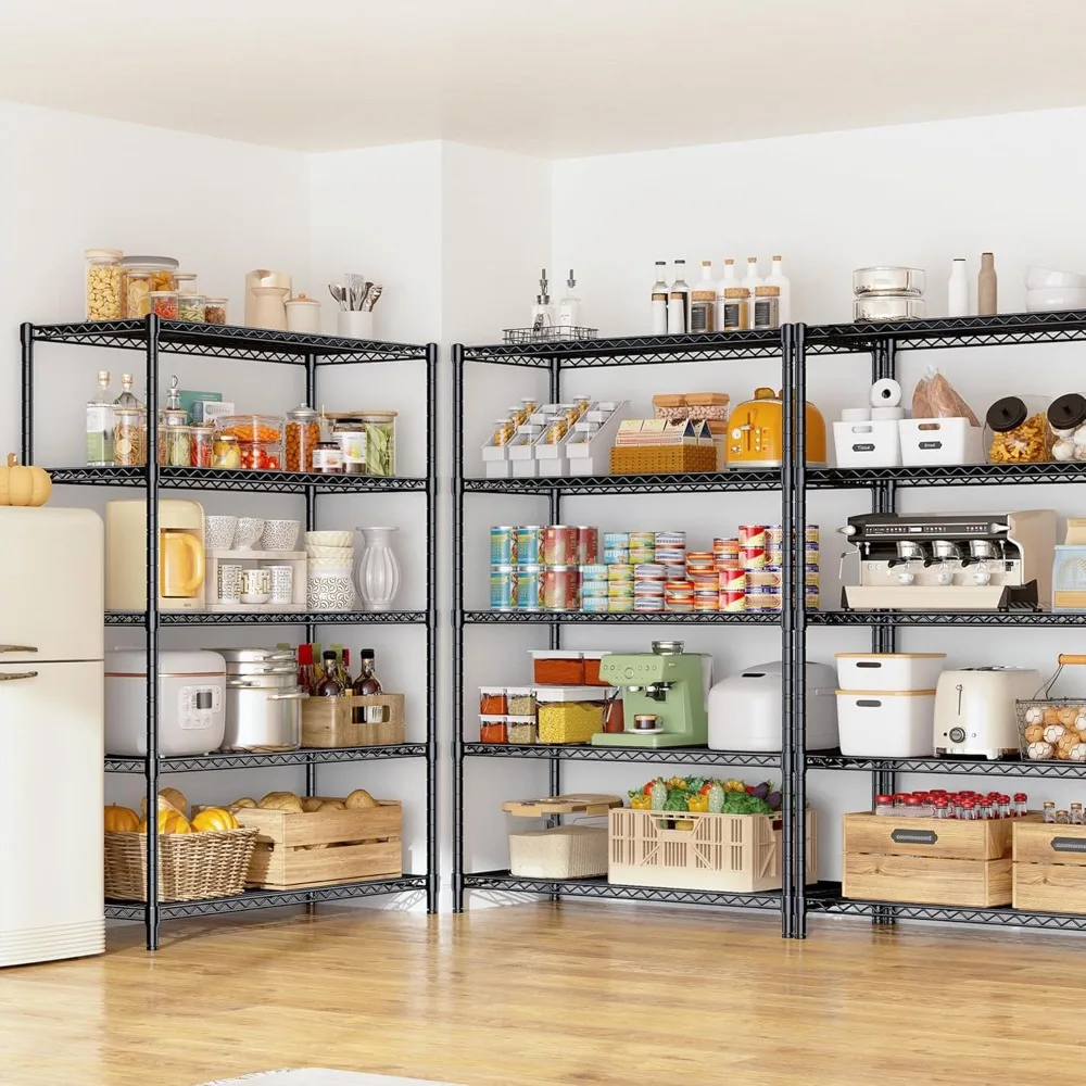 5 Tier Storage Shelves 71"H Wire Shelving Adjustable Metal Shelving,1000LBS Pantry Shelves Sturdy Steel Wire Shelf for Kitchen