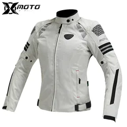 Chaqueta de motocicleta para mujer, traje Protector de Motocross, malla ligera transpirable, CE, cuatro estaciones