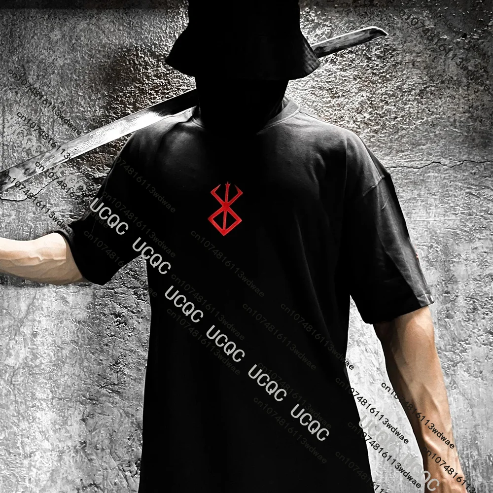 Berserk لهب الجمجمة المطبوعة المتضخم الرجال تي شيرت العصرية الشارع هالوين الجرافيك الرياضة الرجال الصالة الرياضية تجريب الذكور القوطية الشرير