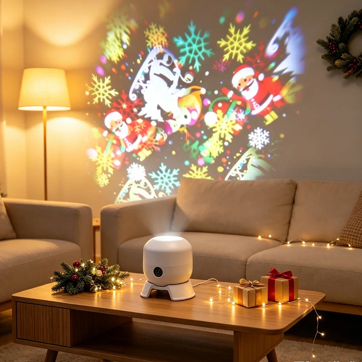 Christmas Projector Lights Rotating LED Snowflake Santa Claus Projection Lamp Waterproof Holiday Party Decor for Home Bedroom