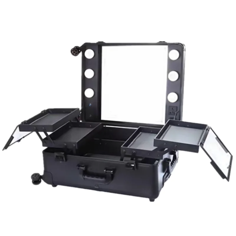 21-Inch large-capacity universal wheel, new lamp trolley cosmetic case, makeup artist follow-up case, studio photography toolbox