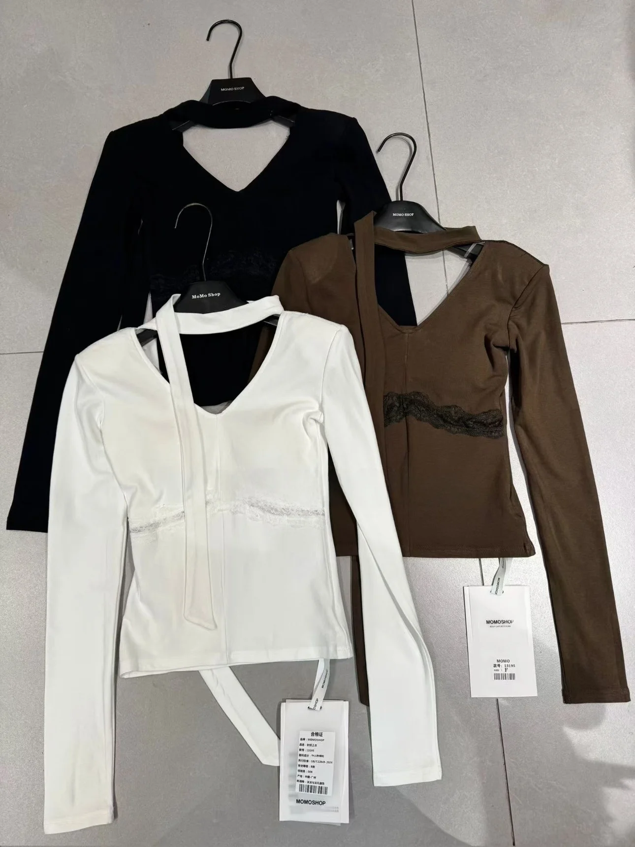 퓨어 디자이어 레이스 바 노트 브이넥 롱 슬리브 안감 슬림핏 어깨 패드 여성용 탑 한국 스타일 출퇴근용