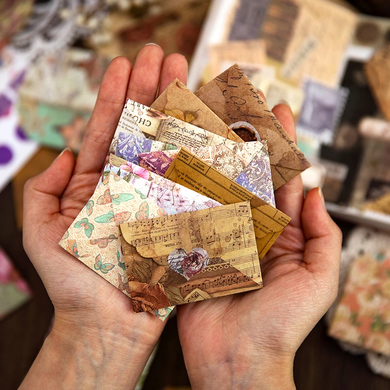 40 Stuks Mini Enveloppen + 2 Vellen Zegel Stickers Vintage Stad Mail Materiaal Envelop Papier Decoratieve Benodigdheden Scrapbooking