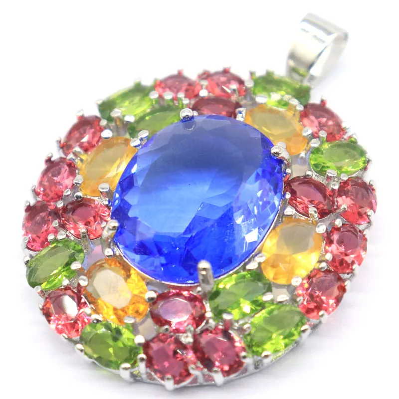 Buy 5 Get 1 Free 45x33mm Hot Sell 10g Big Size Smokey Topaz Iolite Red Ruby Rhodolite Garnet Purple Spinel Silver Pendant