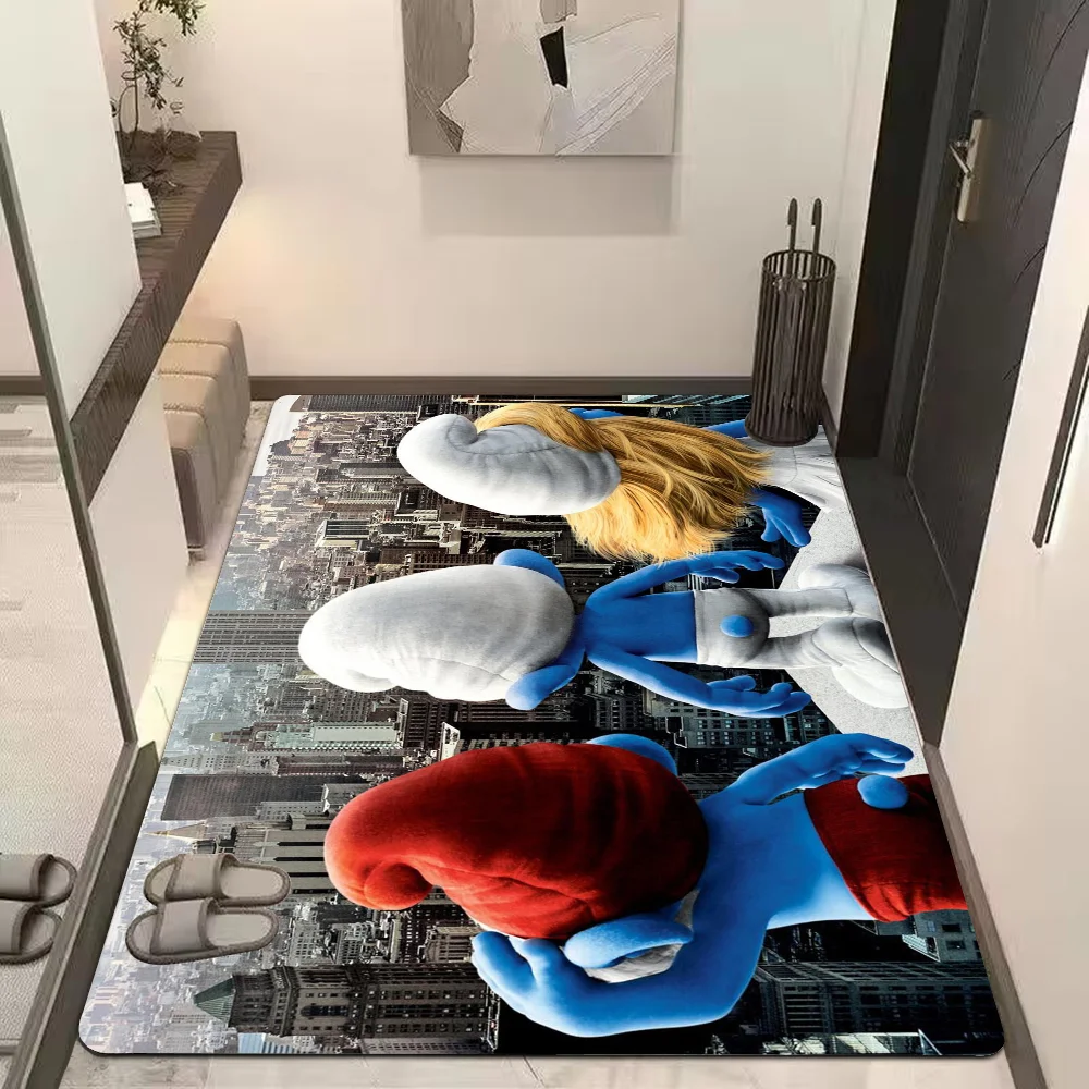 Cartoon S_Smurfs Bathroom Mat Non-Slip Laundry Room Mat Laundry Decor Balcony Child Living Room Toilet Rug