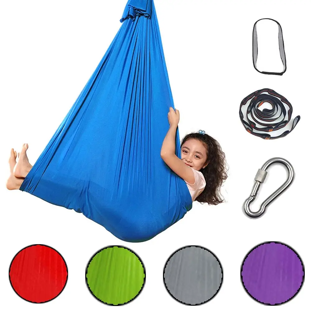 DIY Adjustable Hammocks Fitness Tool Children Yoga Hammock Indoor Outdoor Swings Kids Nylon Swing Elastic Bed