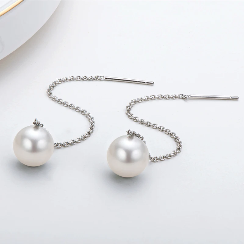 

Женские серьги-подвески из серебра 925 пробы с пресноводным белым жемчугом 8-9 мм