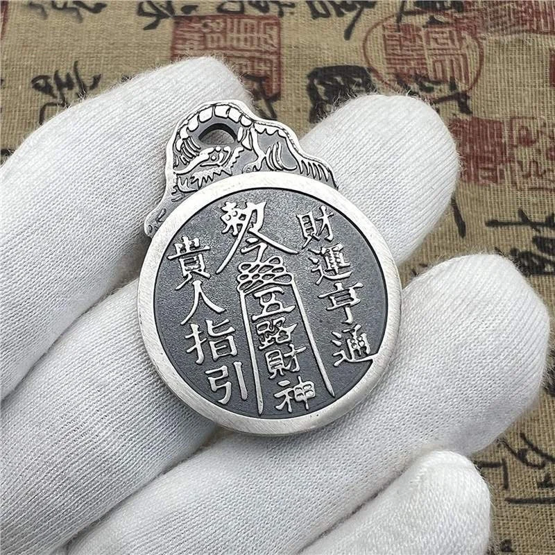 Vintage Tai Chi Eight Diagrams Safety Buckle Pendant Women Jewelry Blessing Taoist Warding Off Evil Spirits Amulet Necklace Men