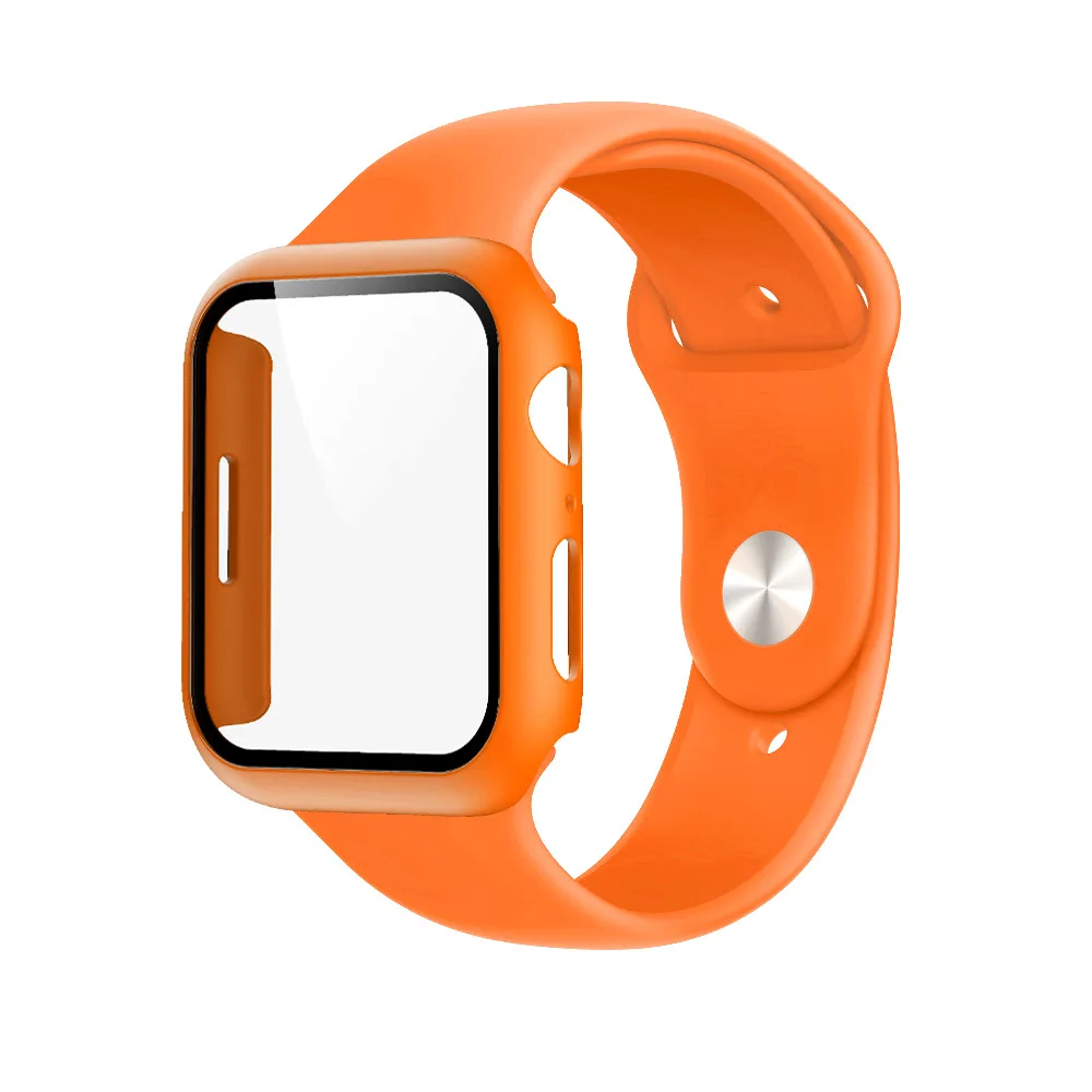 Cristal, funda y correa para Apple Watch, pulsera deportiva de silicona para iWatch 5, 6, SE, 7, 8, 9, de 49mm, 44mm, 40mm, 45mm, 41mm, 38mm, 42mm