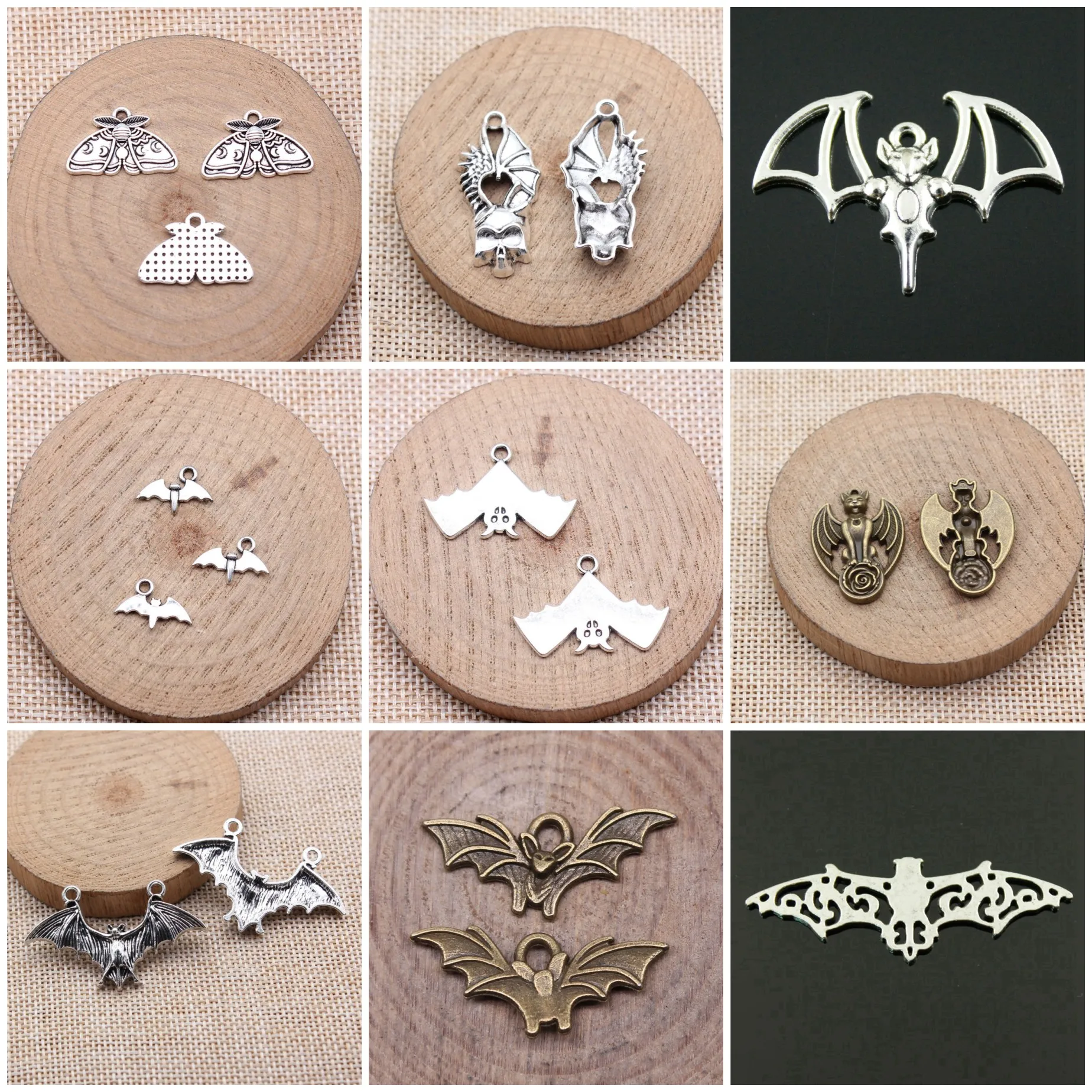 Zinc Alloy Bat Moth Night Insect Charms Pendant Halloween Gothic Charms For Keychain Earring Necklace Jewelry Accessories