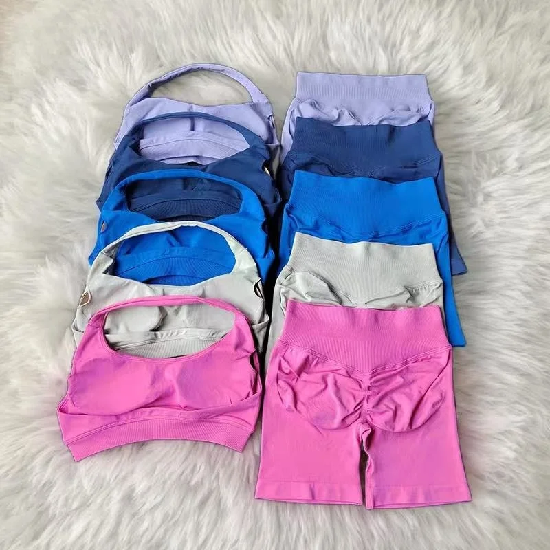 Dfyoga 2 قطعة تأثيرات الصالة الرياضية مجموعة تانك القمم عالية الخصر Scrunch سلس السراويل الصالة الرياضية دعوى اللياقة البدنية الملابس أكتيفيوير تجريب #1