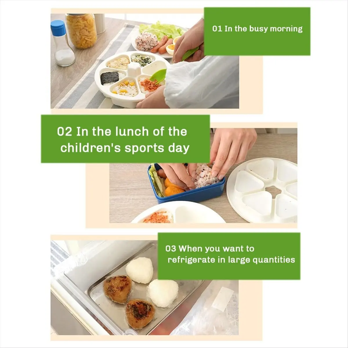ABJS Onigiri Maker, Rice Ball Mold, Can Make 6 Rice Balls Simultaneously, Rice Ball Maker, Quick, Hygienic Rice Ball Maker