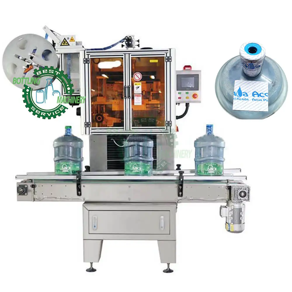 pure water 18.9L 18.9 liter 5 gal bottle neck heat seal sleeve shrink labeling machine with steam tunnel oven