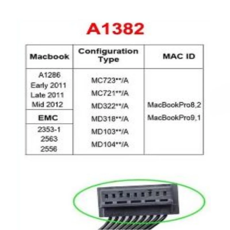 10.95V 7000mAh A1382 Laptop Battery For Apple Macbook Pro 15
