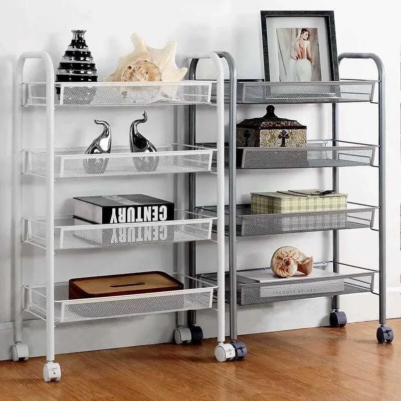 رف تخزين عربة المنزل لغرفة المعيشة رف منظم حديدي متعدد الطبقات لتخزين الحمام عربة متعددة الوظائف بعجلات #3