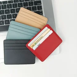 Ultra-thin Leather Mini Wallet Slim Bank Credit Card Holder Men's Business Small ID Case for Women Purse 4 Slots Cardholder