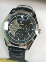 TEVISE Fashion Automatic Mechanical Watch for Men Leather Strap Skeleton Watch Luminous Casual Business Watch Gift