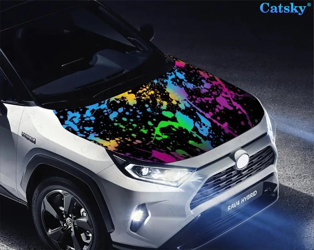 Color splash paint Car Hood Decals Self Adhesive Paint Stickers Car SUV Wraps Truck Graphics Car Hood Vinyl Decals