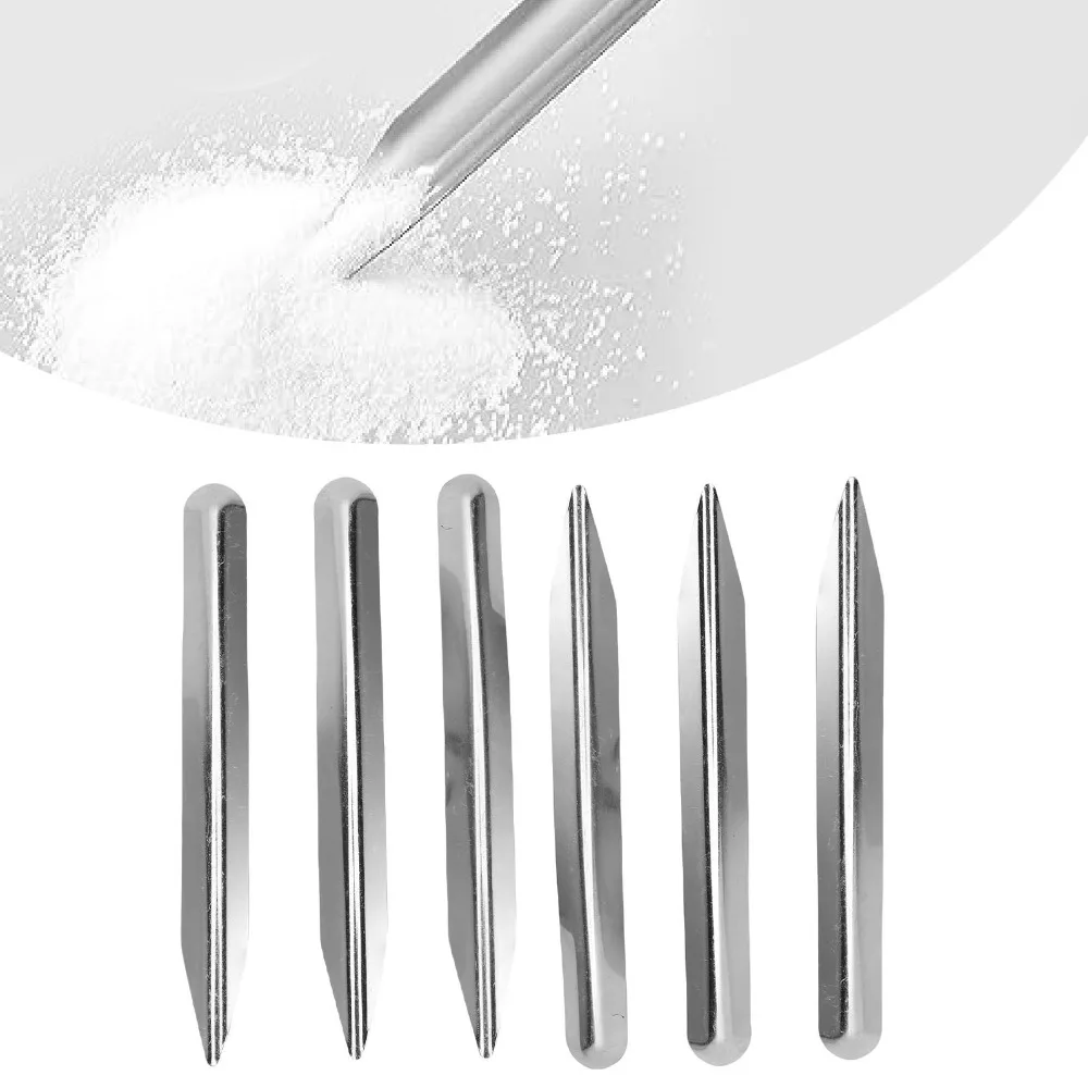 6Pcs Convenient Rounded Pointed Ends Laboratory Spatula Set Curved Double Ended Spatula Lab Scoop Scooping