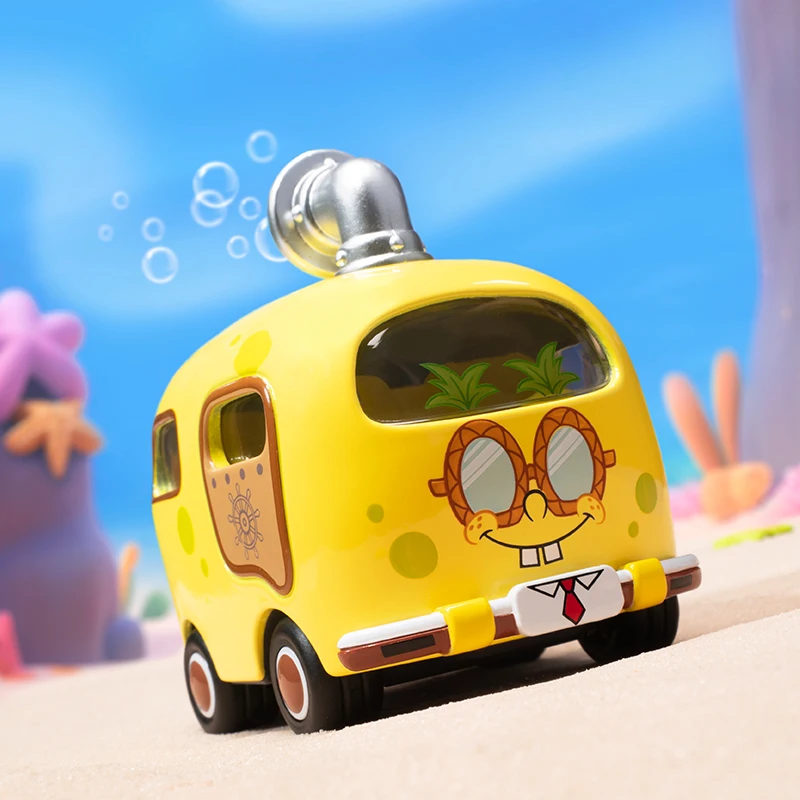 POP MART-caja misteriosa de vehículos de la serie de coches turísticos Bob Esponja, de 9 piezas caja ciega, juguete de coche POPMART, 1 unidad