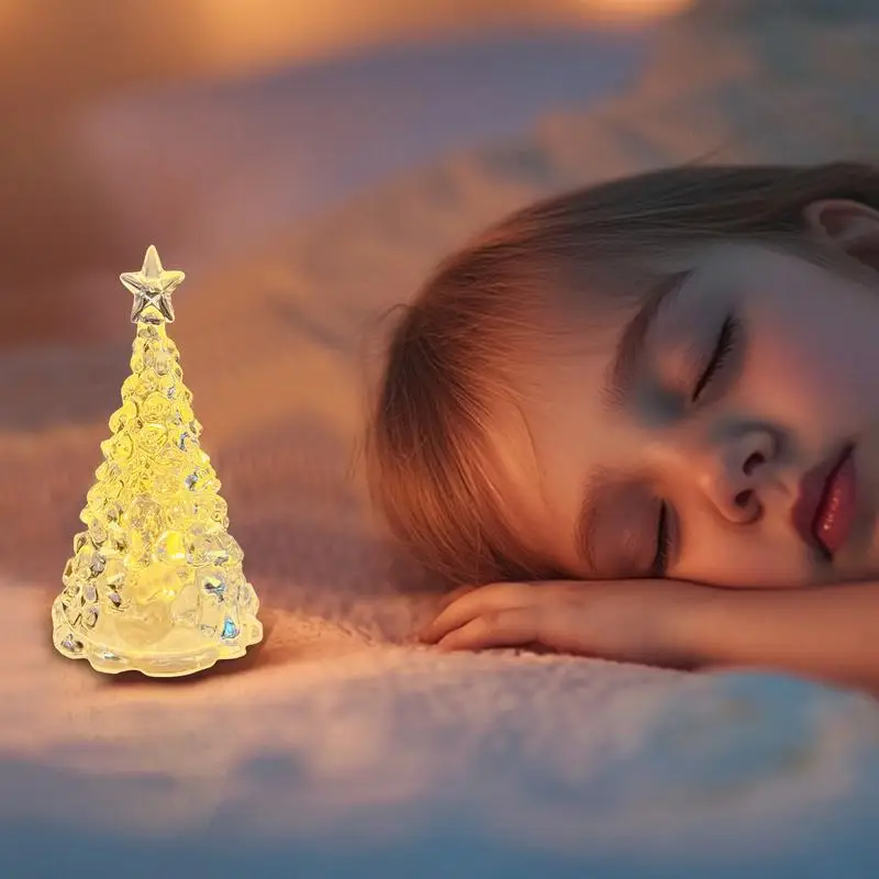 Night Light ต้นคริสต์มาสแบตเตอรี่ขับเคลื่อนตกแต่งเดสก์ท็อป Tree Night Light โคมไฟคริสตัลคริสตัลเทศกาล Night Light Home Decor