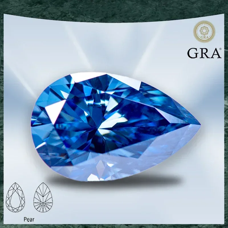 

Moissanite Stone Pear Shaped Natural Colour Royal Blue VVS1 with GRA Certificate Gemstone Charms Beads Jewelry Making Materials