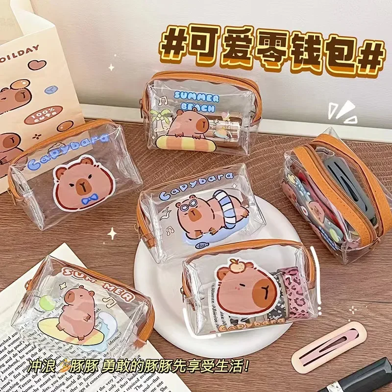 

Cartoon Capybara Mini Zipper Pouch Stationery Storage Bag Lovely Cartoon Jelly Wallet Cosmetic Bag Coin Purse PVC Coin Purse