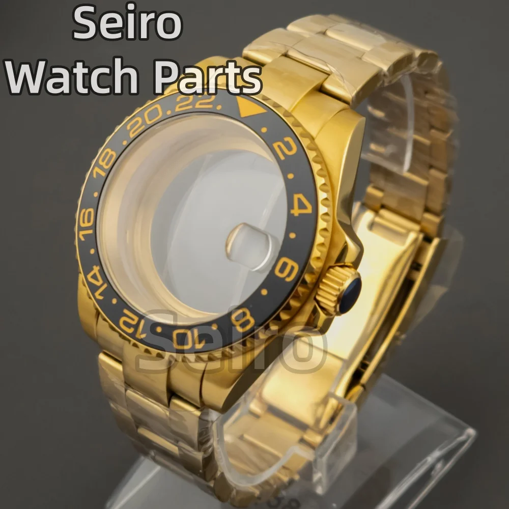 40mm Diver Watch Case for SUB GMT NH34 NH35 NH36 movement 28.5mm Dial Gold pvd Stainless steel Case Sapphire Glass Oyster Strap