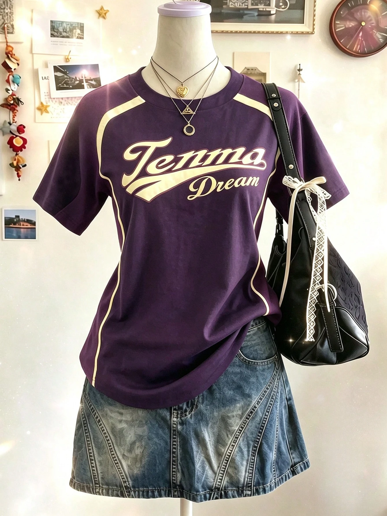 2026 Sommer Neue Vintage Oversized Grafik-T-Shirts Damen Y2k Streetwear Kurzarm-Tees Weibliche Lässige Sportliche Schwarze Paar-Tops – Detail 5